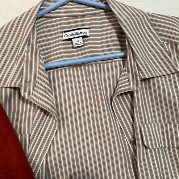 Lot of 3 Croft & Barrow Sweater Button Down Shirt Cardigan Brick Red - Picture 7 of 11